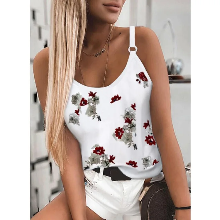 pink camisole 2021 Summer Women Fruit Plant Feather Printed Loose Camis Tank Tops Oversized S-5XL Lady Loose Camisole WDC7674 lace camisole Tanks & Camis