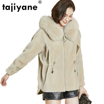 

Fox Fur Collar 100% Wool Coat Autumn Winter Jacket Women Clothes 2019 Korean Real Fur Coat Vintage Sheep Shearling Fur ZT1548
