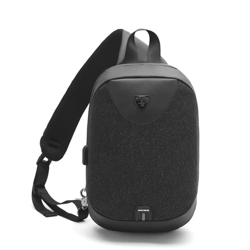 ARCTIC HUNTER Слинг Сумка через плечо с usb-портом для зарядки, мессенджер нагрудная сумка мужская школьная сумка современная сумка на плечо - Цвет: Black
