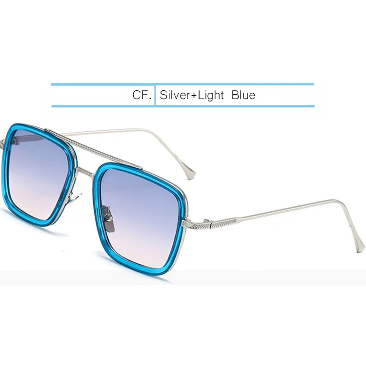IVSTA Tony Stark солнцезащитные очки стимпанк очки Железный человек 3 панк стиль полета Роскошные брендовые дизайнерские очки модные Мстители близорукость - Цвет линз: Silver-Light Blue
