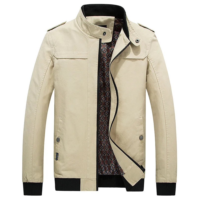 

Man Tide Fashion Overcoat Plus Size M-5XL Spring Autumn Men Slim Fits Cotton Stand Collar Smart Casual Jackets Coats Outwear