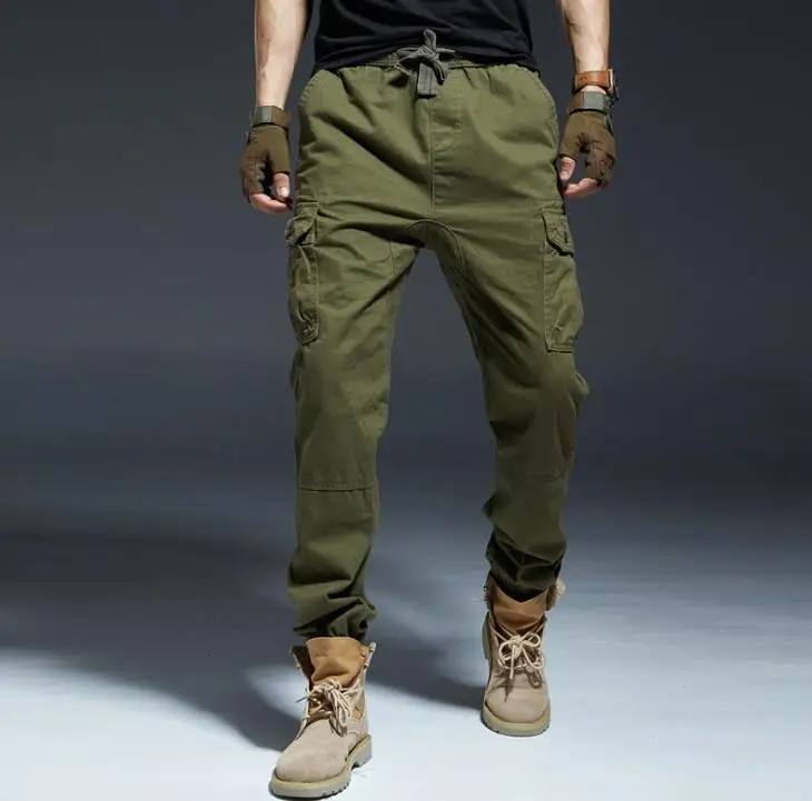 Мужские камуфляжные брюки-карго, повседневные мужские мешковатые брюки до лодыжки, брюки размера плюс XXL, мужские зимние брюки - Color: Army green