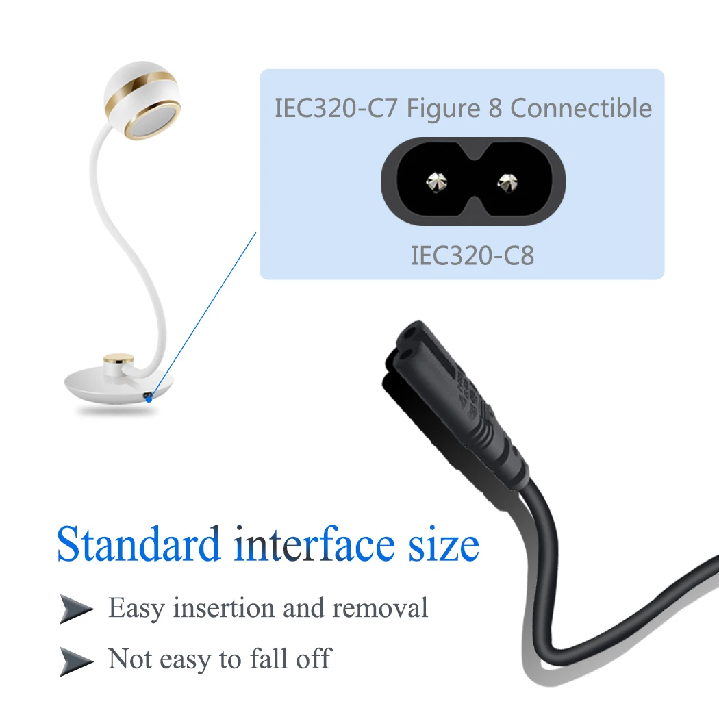 JORINDO 0.6M/1.96FT,IEC320 C14 to C7 PUD/UPS Adapter Cable,IEC C7 female to C14 male Cable Switcher,Used connect desk lamp