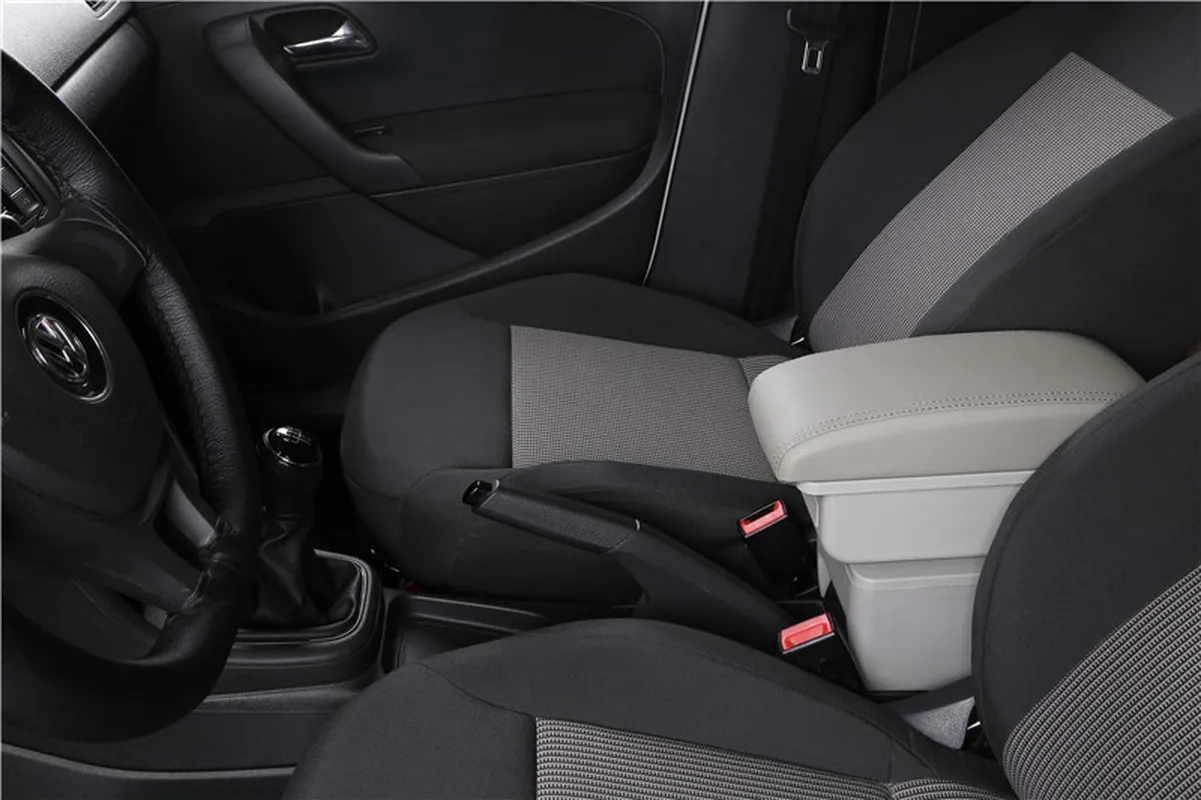 Для Volkswagen Polo 9N 2002-2009 подлокотник коробка центральный магазин содержание коробка для хранения центральная консоль держатель для чашки кожаный двухслойный USB