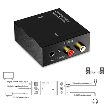 

SOONHUA Digital To Analog Audio Converter Digital Optical Coaxial To Analog RCA Audio Converters Adapter With USB Cable