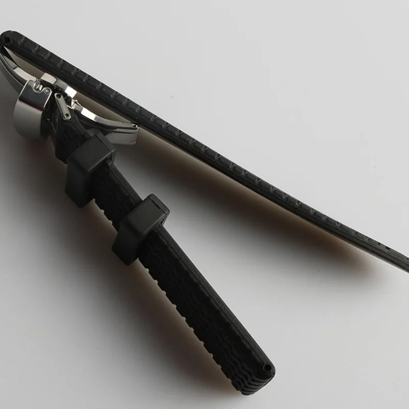 23 мм черный резиновый ремешок для часов chopard с застежкой-бабочкой из нержавеющей стали водонепроницаемый браслет