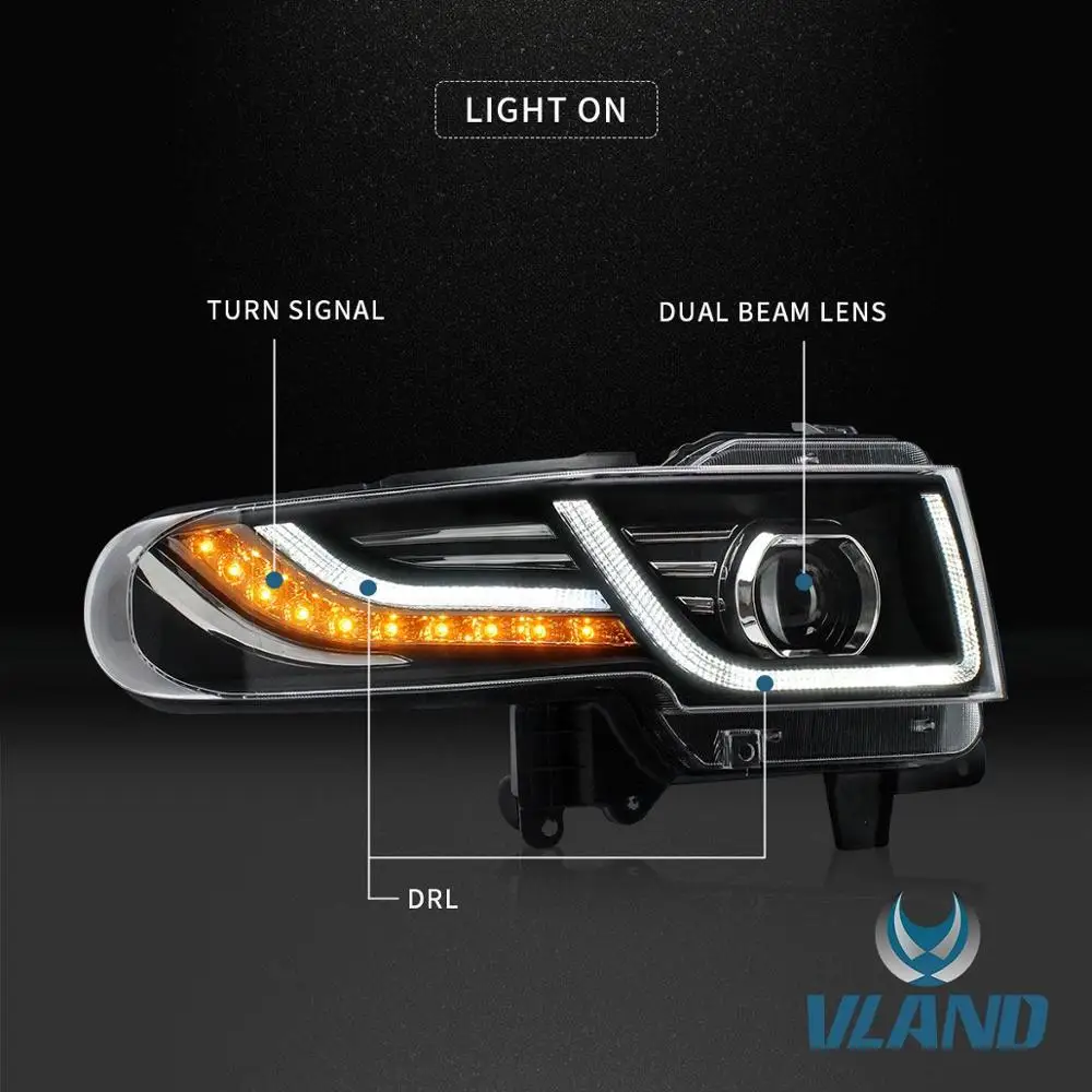 Заводские аксессуары Vland для FJ Crusier светодиодный налобный фонарь+ средняя решетка 2007- светодиодный налобный фонарь с движущимся поворотом+ светодиодный DRL