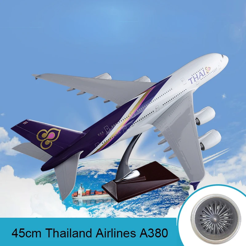 45 см смолы авиакомпаний Таиланда модель самолета тайский Аэробус A380 дыхательные