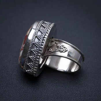 

Natural Brecciated Mookaite Antique Design Handmade Boho 925 Sterling Silver Ring, Size 6.5 S3289