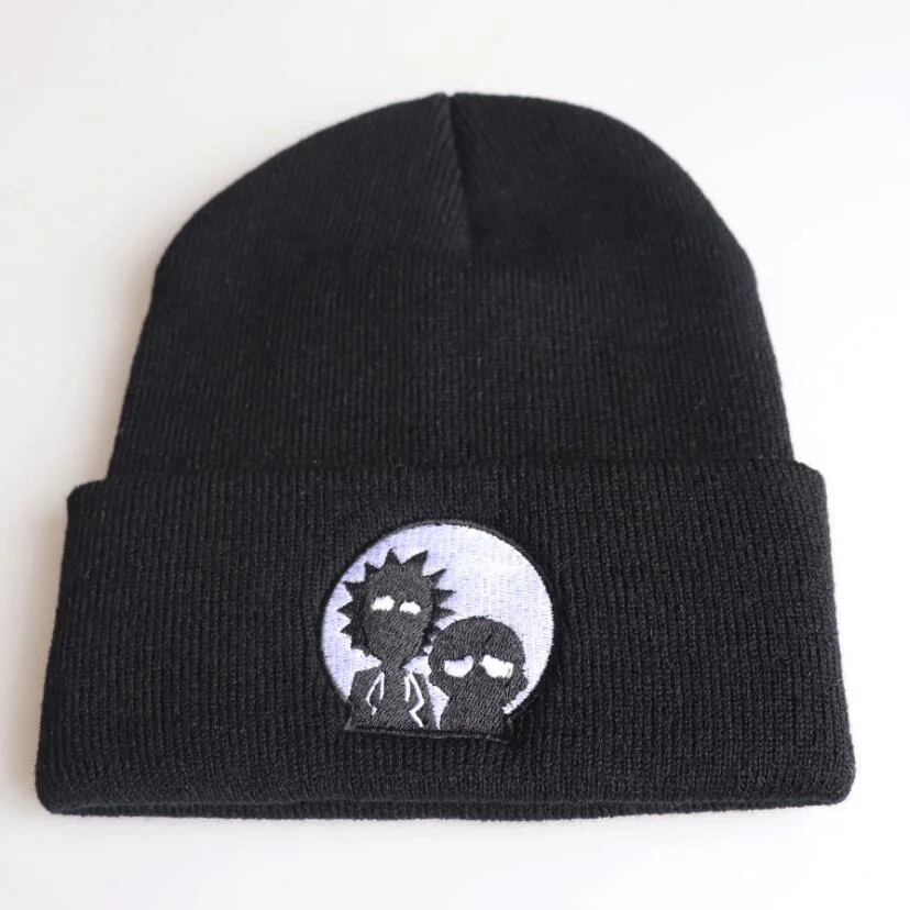 

Rick and Morty Adventure Hat Cap Hip Hop Beanies Knitted Cartoon Winter Warm Cap Adjustable Cool Embroidery Hat Cosplay Gift