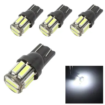

4pcs W5W 10Led 7020 SMD Car T10 LED 194 168 Wedge Turn Signal Reverse Brake License Panel Lamp White Trunk Bulb Clearance Light