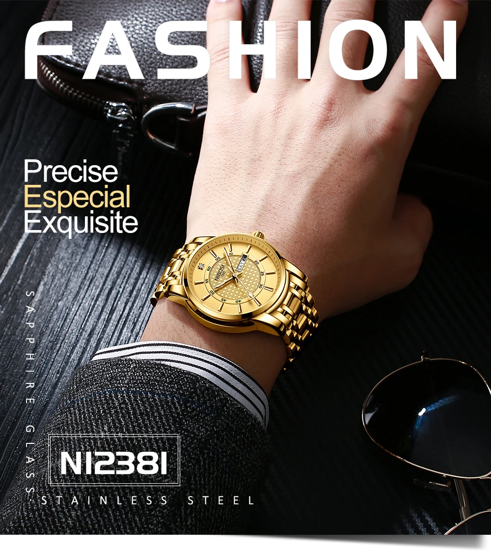 Relogio Masculino NIBOSI Brand Design Men Watch Waterproof Stainless Steel Sports Quartz Watches For Men Relojes Para Hombre