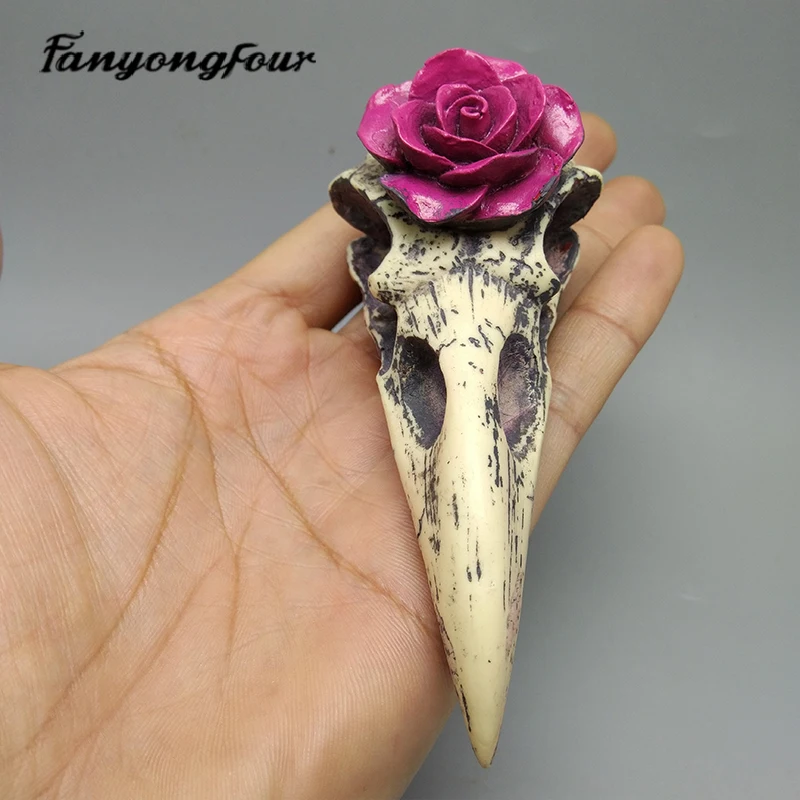 3D Роза Череп ворона силиконовые формы смолы шоколада гипсовая форма для свечей выпечки