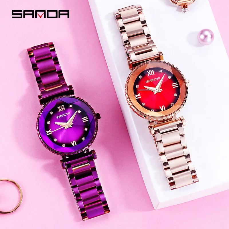 

SANDA Star Watch Women's New Style Online Celebrity Style Trend Mori Girl Waterproof Students Simple Steel Belt Women's Quartz W