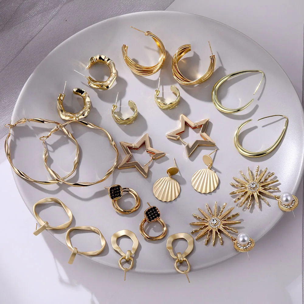

Vintage Geometric Pendientes Earrings For Women Gold Metal Drop Earrings Brincos 2020 Fashion Statement Jewelry Accessories
