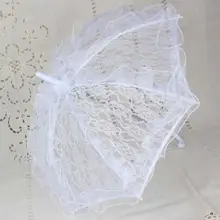 Guarda-chuva feminino com renda floral estilo ocidental, abertura manual de casamento com babados