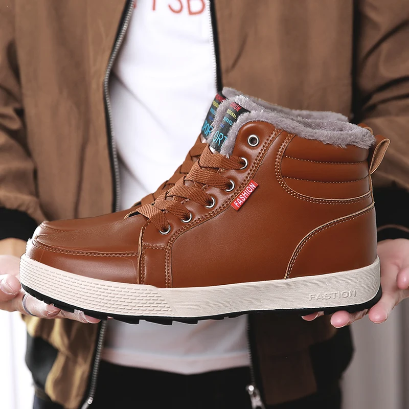 

2019 New Brand Snow Boots Men Warm Winter Boots Male Fashion Ankle Boots For Men Basic Boots Man Fur Waterproof Men's Boots