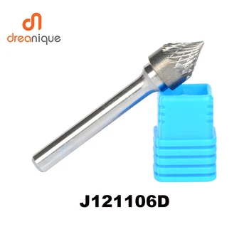

2pcs/lot J type cone 60 degree 12*11mm rotary burr file cutter grinding and abrasive tools J121106D 6mm shank milling tools