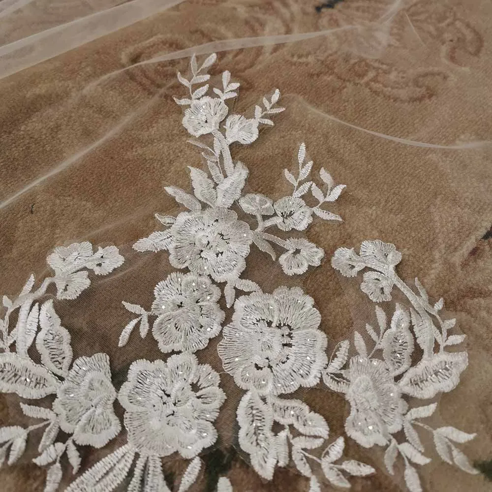 Customized Vintage Wedding Veil 3.5M Long Special Cut Royal Bridal Veil with Comb Bling Sequins Lace