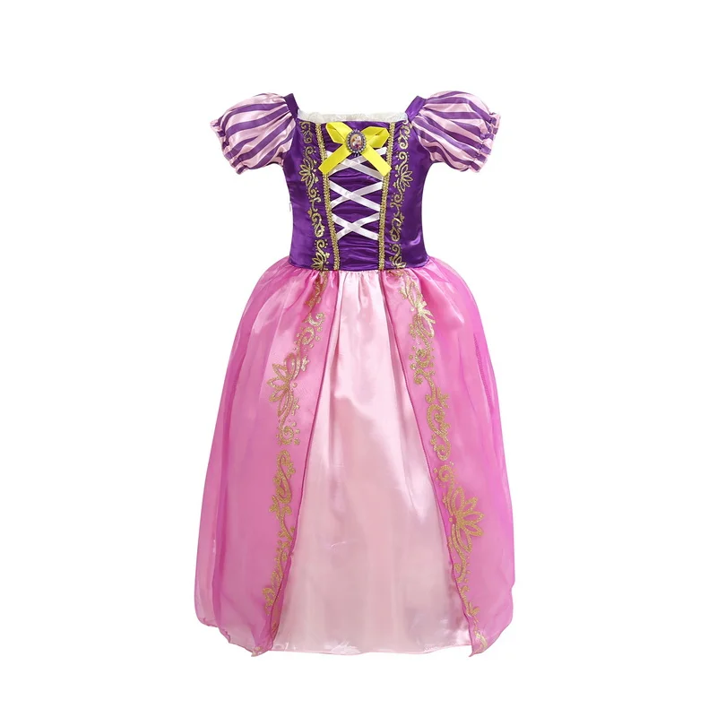 

Little Girls Princess Rapunzel Cosplay Costume Kids Purple Puff Sleeve Dress Children Halloween Birthday Party Fancy Dress 2-8 Y