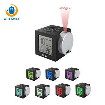 

Projection Alarm Clock Electronic LED Temperature Calendar Date Luminous Bedroom Snooze Digital Table Clocks Student Mute