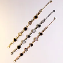 Титановая Сталь Ювелирные изделия модные римские цифры черный и белый корпус браслет для женщин в трех цветах