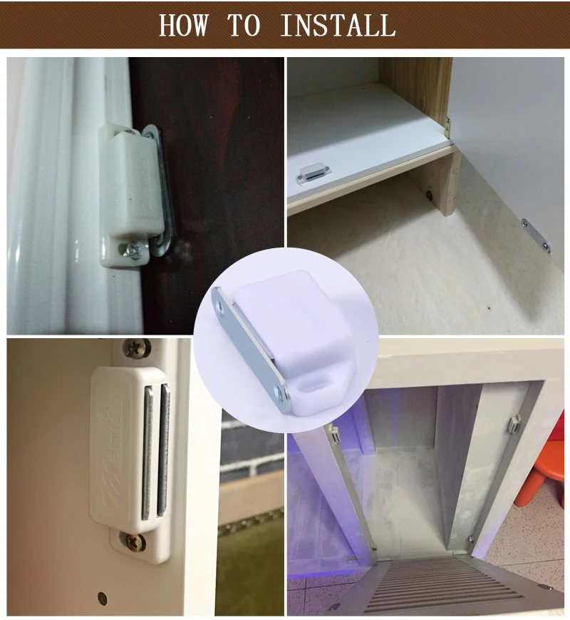 Myhomera 4Sets 1Set Magnetic Cabinet Door Catch Closer Stop Furniture Kitchen Cupboard Closet Doors Latch Magnet Strong Suction
