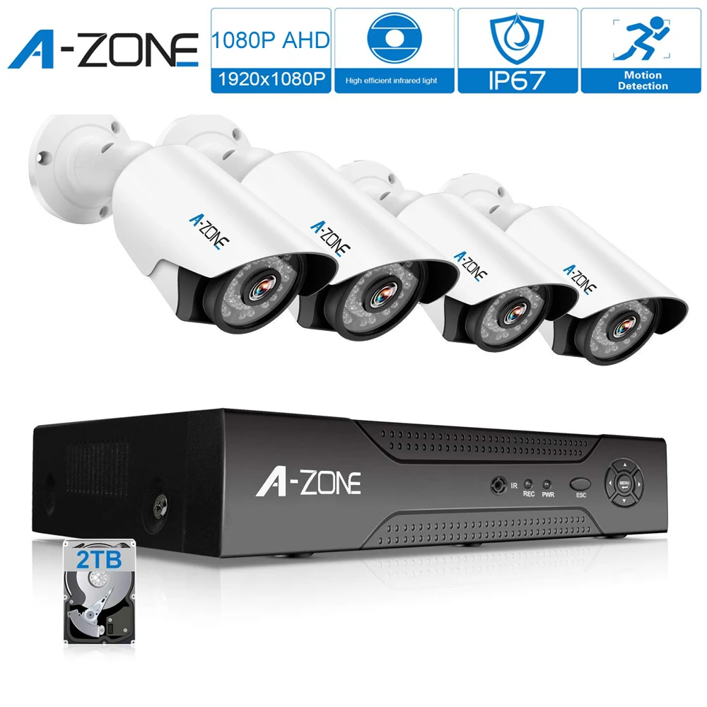 A ZONE 4ch AHD 1080P DVR CCTV камера система безопасности Комплект IP67 ночное видение 960P 1.3MP
