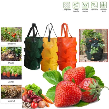 

Strawberry Planting Growing Bag 3 Gallons Multi-mouth Container Bags Grow Planter Pouch Root Bonsai Plant Pot Garden Supplies