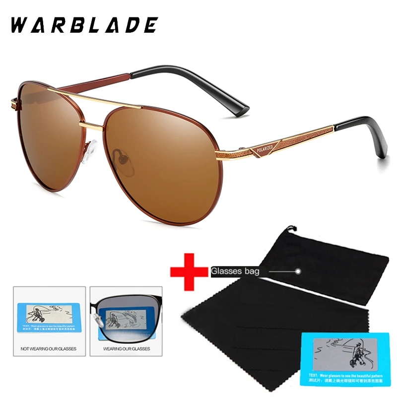 

WarBLade Men Pilot Polarized Sunglasses Brand Design Women Metal Driving Sun Glasses Coating Sunglass UV400 Shades Gafas De Sol