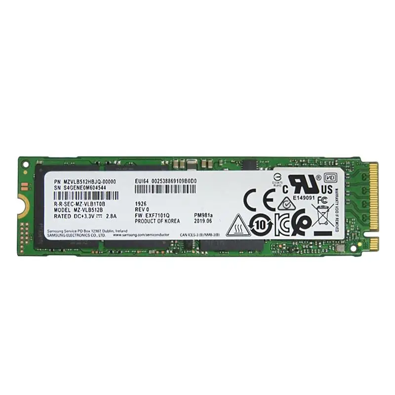 SAMSUNG M.2 SSD PM981A 256 ГБ 512 ГБ 1 ТБ Внутренние твердотельные накопители M2 NVMe PCIe 3,0x4 ноутбук Настольный SSD с радиатором