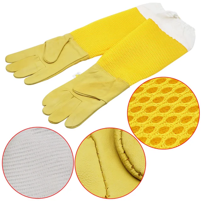 Kedvezés Elleni Apikultúra Kesztyű Méhészeti Mesterséges Juhbőr Lélegző Anyagú Méheszközök Háló Üreges Lélegzetelállító Beegloves - Image 3