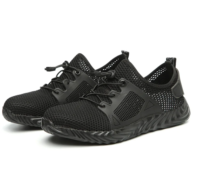 Black safety shoes 19 дропшиппинг, небьющиеся рыбацкие туфли, мужские и женские сапоги со стальным носком, прокалываемые кроссовки, дышащая Рабочая обувь - Цвет: Black safety shoes