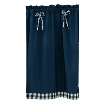 

Lattice Edge Short Curtain Darkening Valance Kitchen Bedroom Home Decoration Window Treatment Bow Knot Dorm Translucent Pastoral