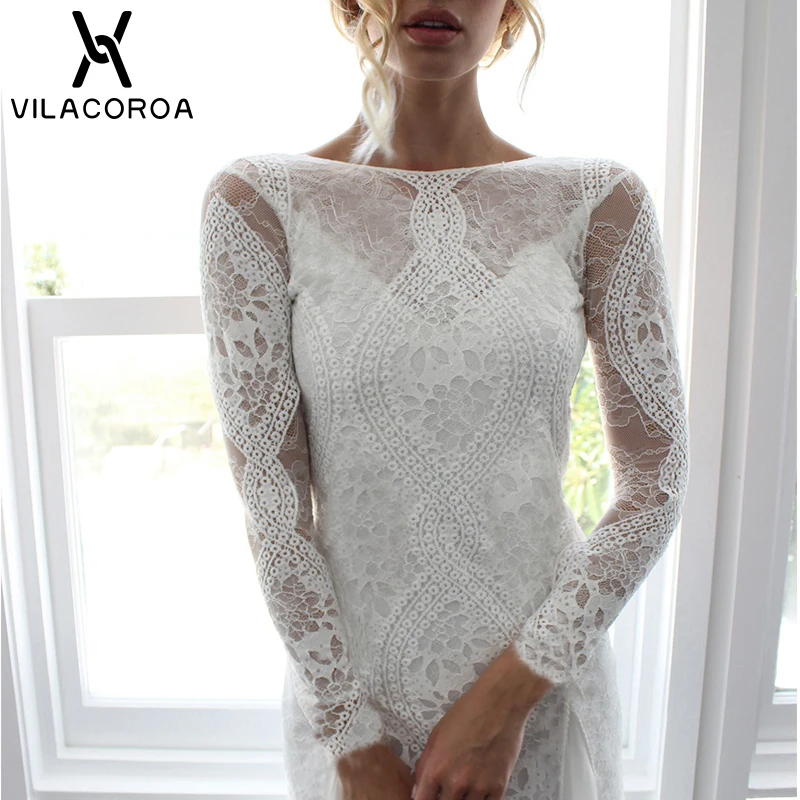 Белое шифоновое кружевное длинное платье «рыбий хвост» для женщин, Vestidos De Festa, круглый вырез, Холтер, длинный рукав, имперские Платья для вечеринок, халат Longue