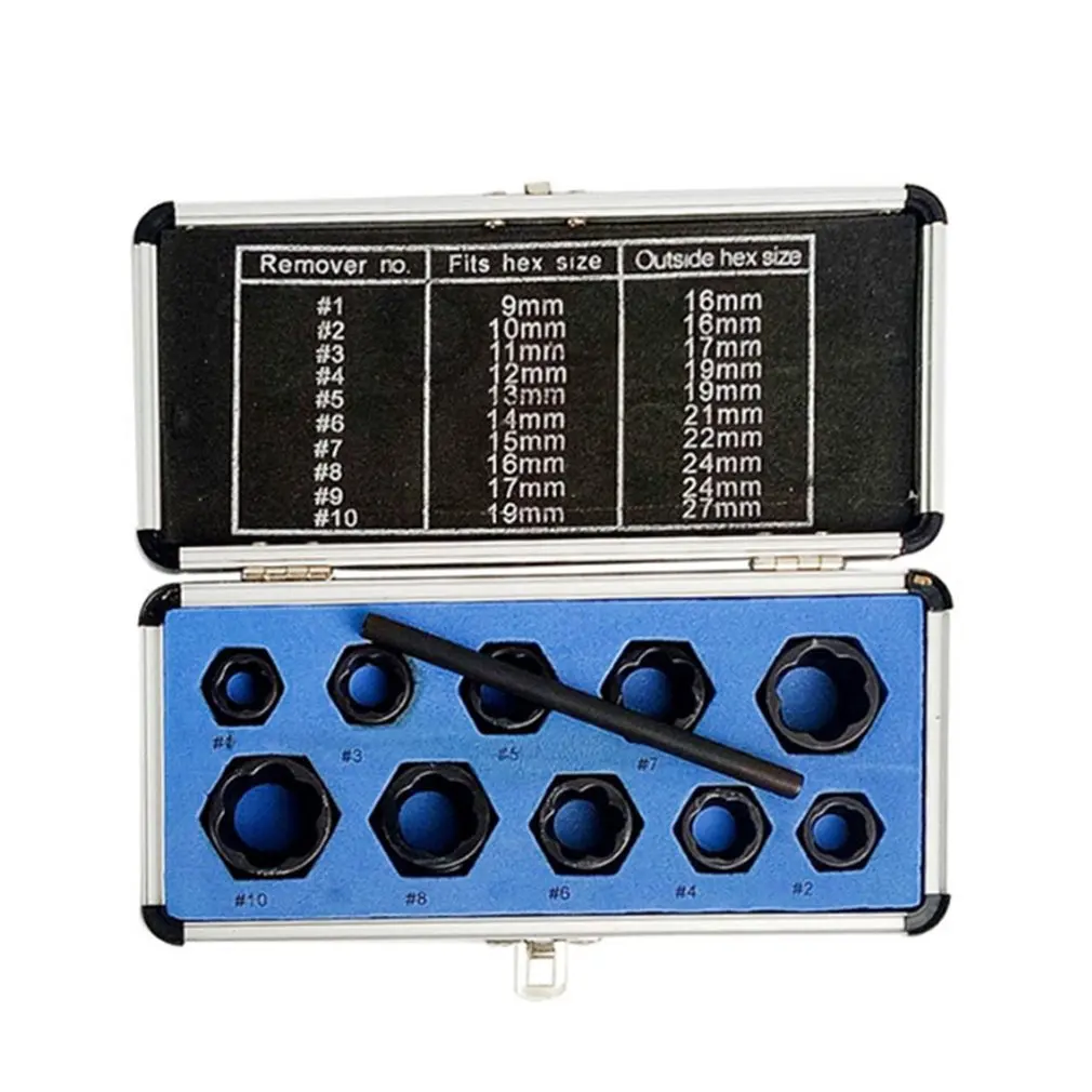 

11PC Nut Extractors Damaged Bolts Nuts Screws Remover Extractor Multifunction Removal Tools Set Broken Bolt Removal Kit