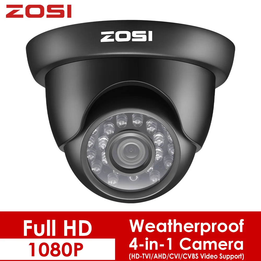 ZOSI 1080P 2MP 4-в-1 CVi TVI CVBS AHD CCTV Системы купол Видео ночного видения Камера кабель с байонетным коаксиальным разъемом для окна удаленного просмотра DVR Kit