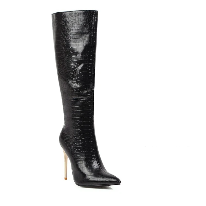 ORCHA LISA/Большие размеры 48; Брендовая женская обувь с острым носком; пикантные вечерние туфли на тонком высоком каблуке; женские зимние сапоги до колена с принтом