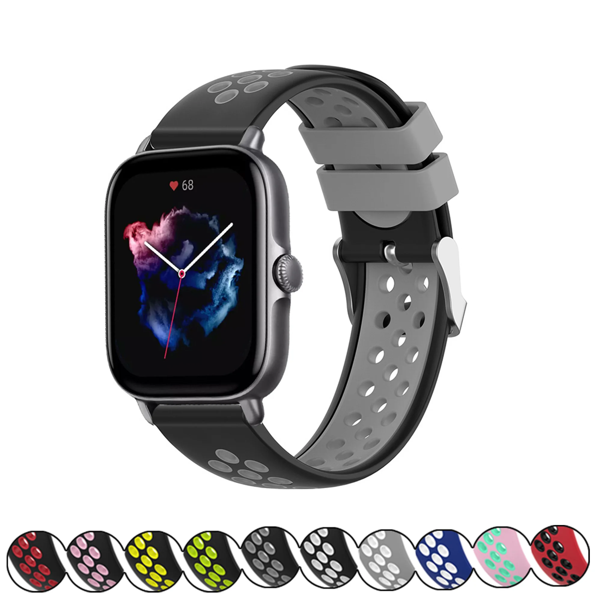 

Dual Color Silicone Strap Bracelet for Amazfit GTS 3 Rubber Band Sport Wrist Belt