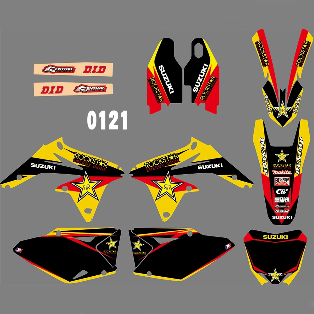 

For SUZUKI RMZ450 2008-2017 Graphics Decals Stickers Custom Number Name 3M Full Motorcycle Backgrounds Stickers Accessories
