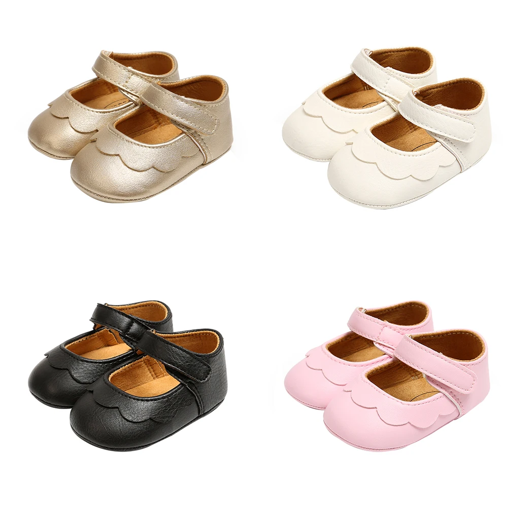 Cute Soft Leather Baby Princess Shoes Infant Newborn Girls Solid Rubber Sole Prewalker Non-slip First Walkers baby shoes