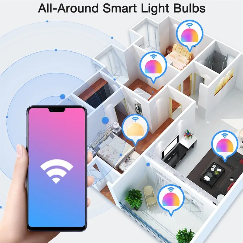 Светодиодная лампа IARY с Wi Fi и голосовым управлением светодиодная RGB 7 Вт 110 В 220 для