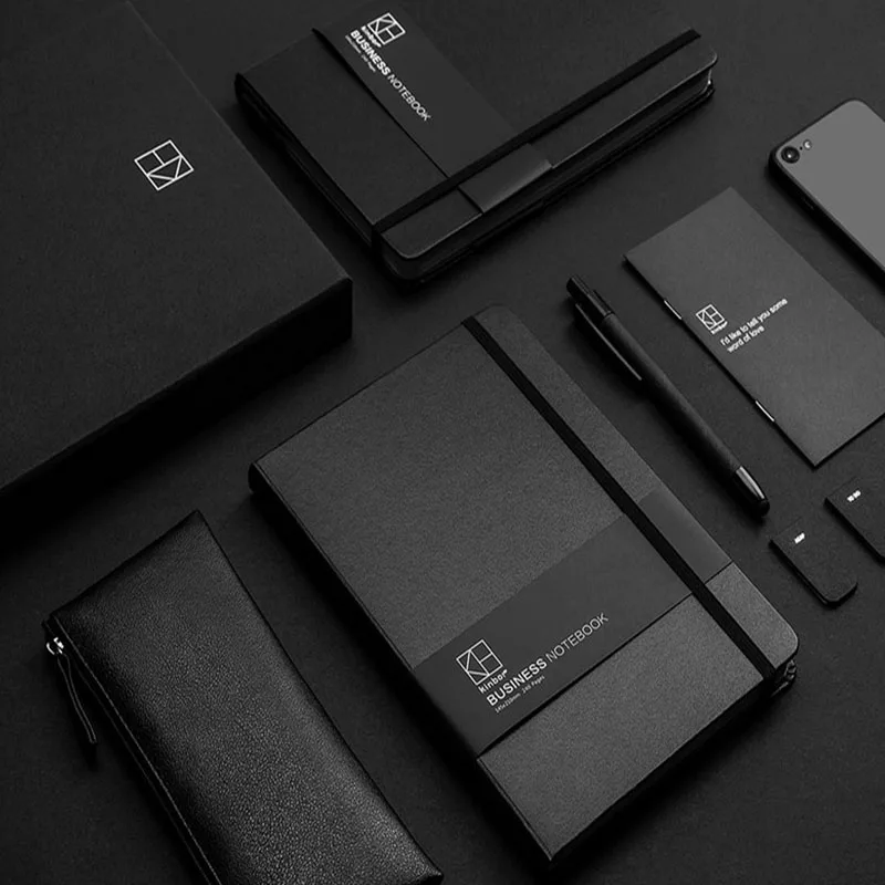 Xiaomi kinbt Бизнес Подарочный набор черный A5 блокнот шариковая ручка Карандаш Чехол магнитная закладка pu кожаный блокнот набор