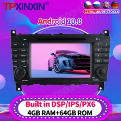 Radio Multimedia con GPS para coche, reproductor de vídeo con Android 10, accesorios, DVD, 2Din, para Mercedes Benz Clase C W203 2004   2007