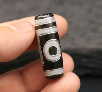 

Treasure Magic Power Super Energy Tibetan 1 eye w Peak Silver Inlay Totem Dzi Bead Amulet Pendant