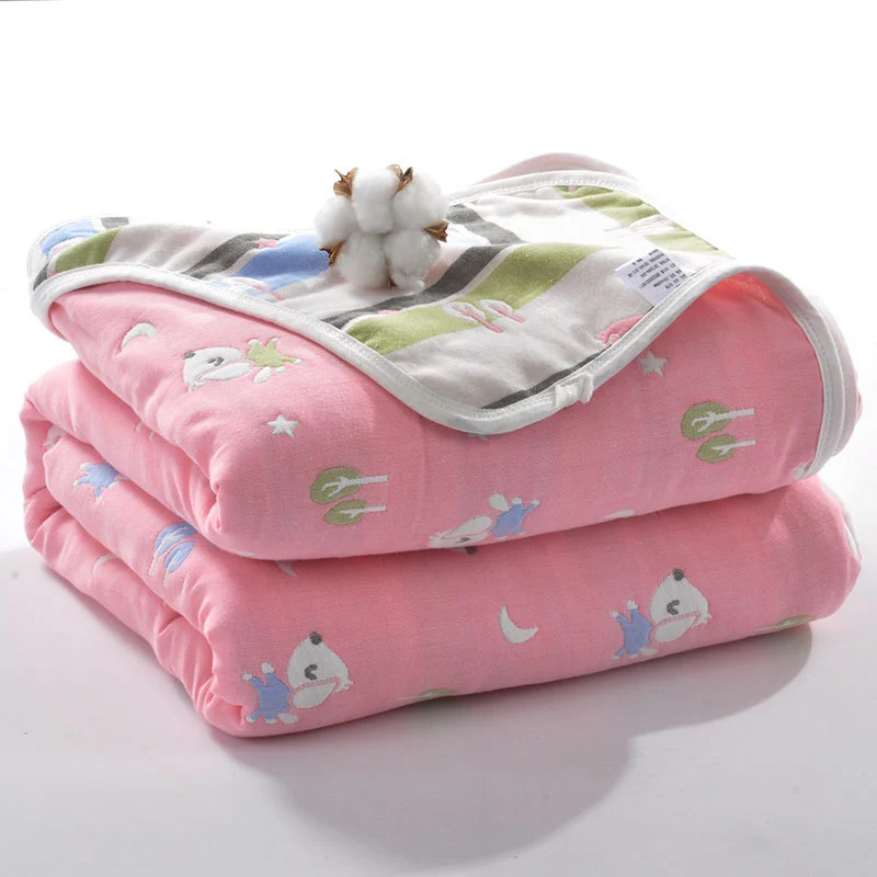 Pink Dog Одеяло для новорожденного 110*110 см хлопок 6 слоев толстые пеленки для младенца осень ребенка пеленать постельные принадлежности одеяло для новорожденных крышка - Цвет: Pink Dog