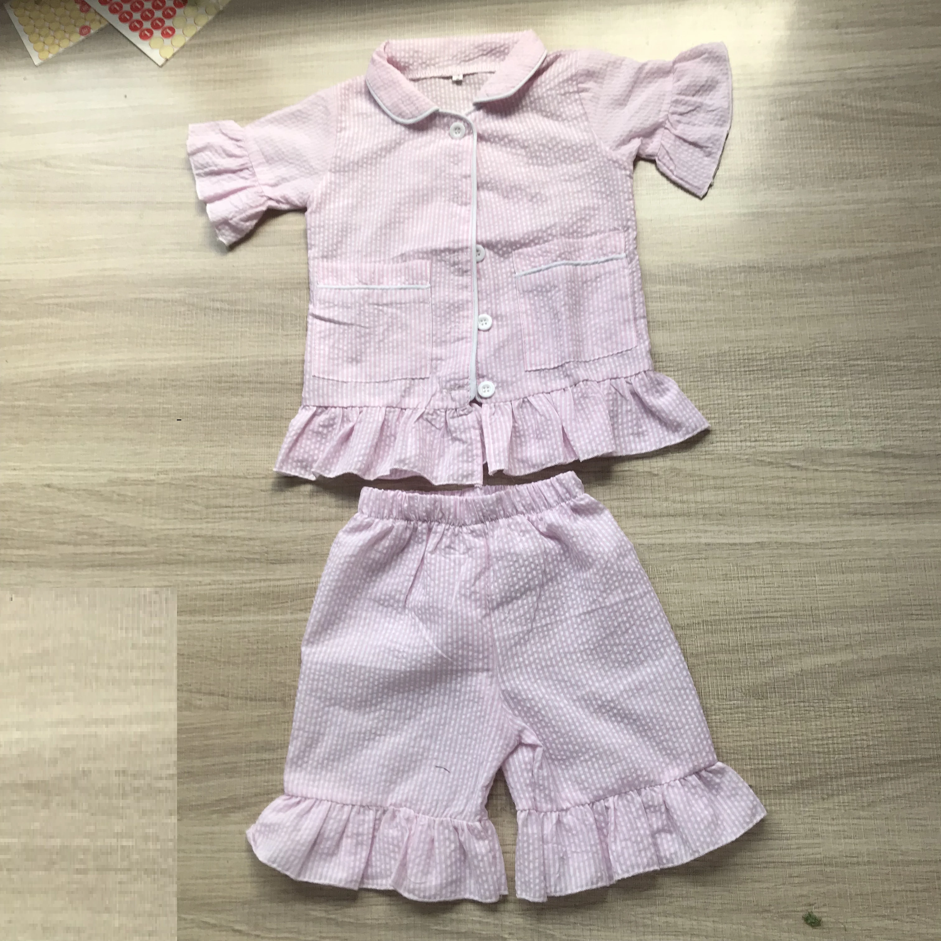 Traje de baño al por mayor ropa de recién nacido camisetas de seersucker con niños niñas pantalones cortos conjunto ropa bebé niños pequeños conjuntos|set de ropa| - AliExpress