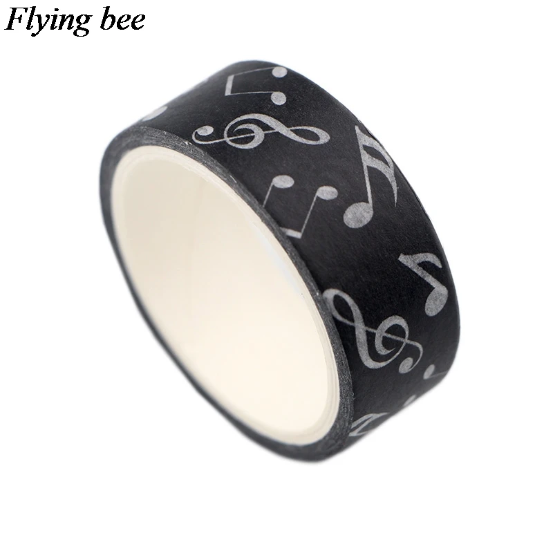 Flyingbee 15 мм X 5 м музыкальные заметки васи лента бумага DIY декоративная клейкая лента, Канцелярия Мода маскировки Ленточные принадлежности X0551