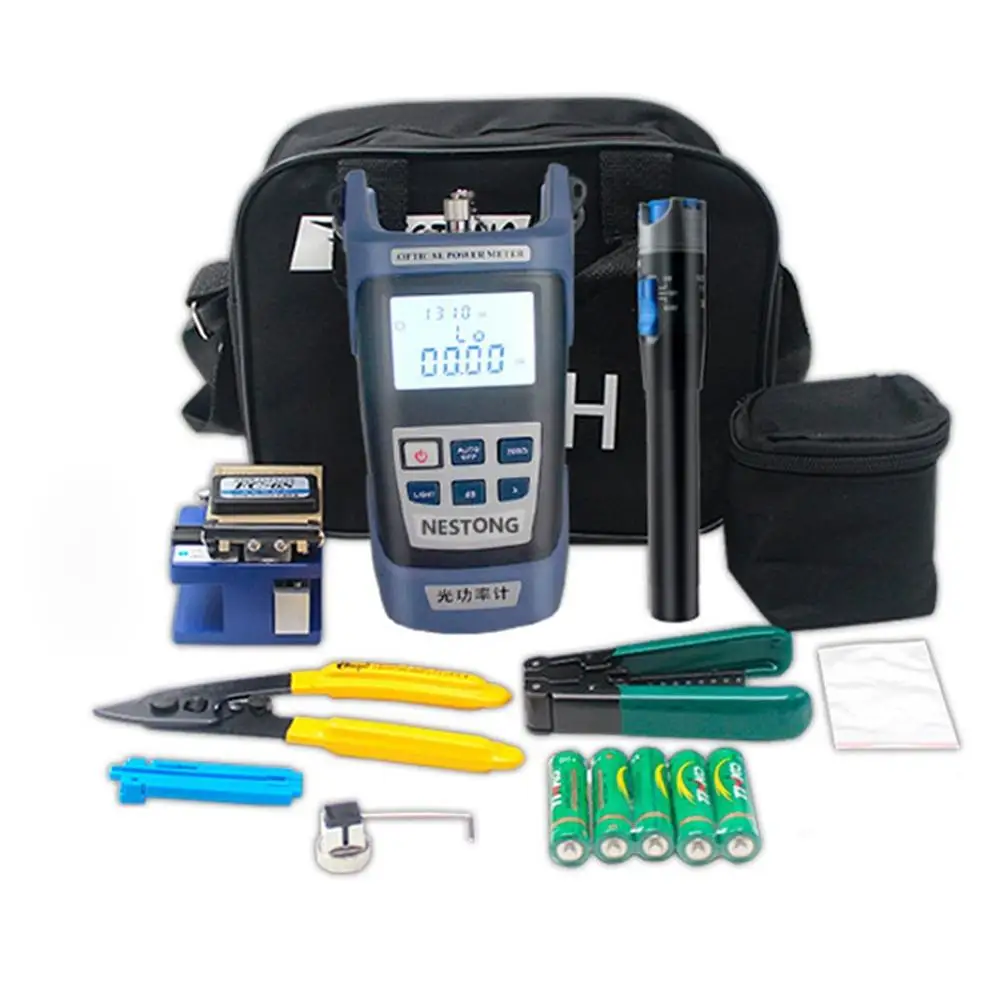 

Leather Fiber Optic Cold Junction Kit Package Fiber Test Red Light Pen Cutting Knife Optical Power Meter Stripping Pliers