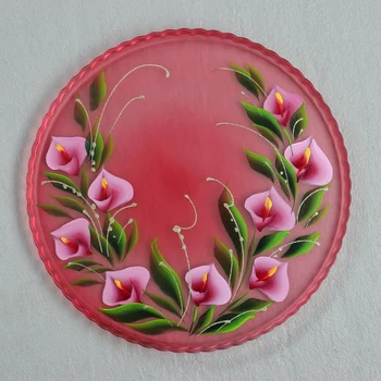 

Tray "Calla lilies on black" art painting 28 cm, red 4852762